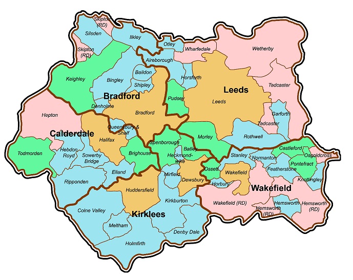 Where to have a lie detector test in West yorkshire Map